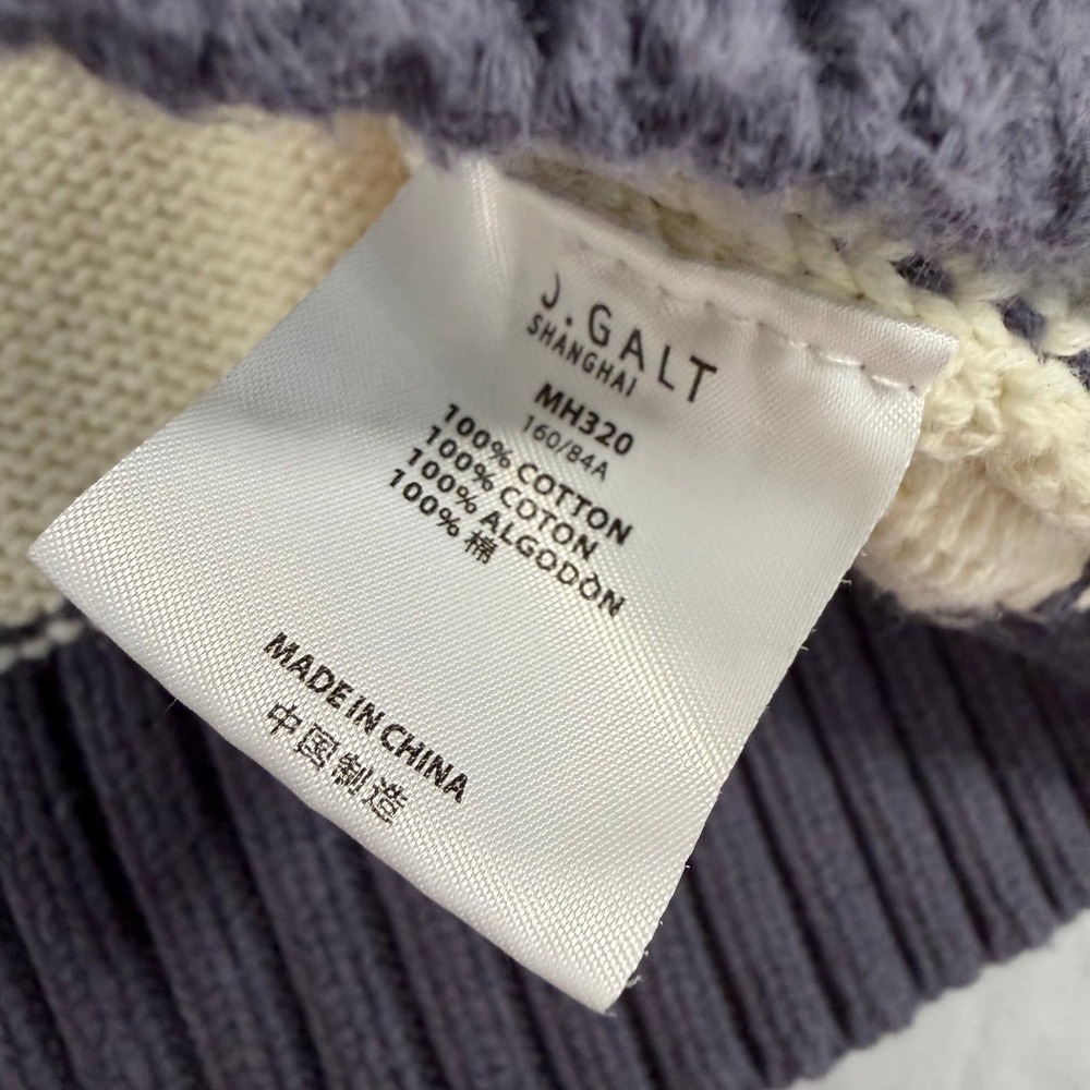 John‎ Galt Brandy Melville Navy Blue Cream Striped Cotton Oversized Sweater OS - Picture 3 of 7